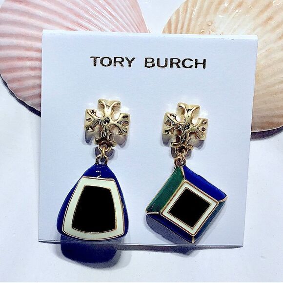 TORY BURCH KIRA MISMATCHED ENAMEL AND 18K GOLD PLATED - Picture 1 of 3